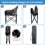 Tangkula Oversized Camping Chair, Outdoor Padded Folding Chair with Cup Holder