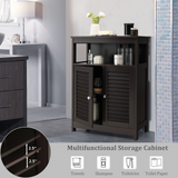 Tangkula Bathroom Floor Cabinet, Wooden Freestanding Storage Cabinet with Double Shutter Door & Adjustable Shelf