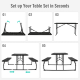 Tangkula Folding Picnic Table with 2 Benches