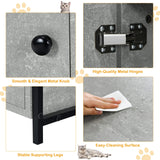 Cat Litter Box Enclosure, 2-in-1 Hidden Cat Washroom & Side Table W/ 2-Tier Storage Shelf