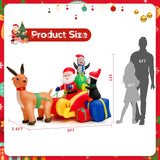 Tangkula 6 FT Christmas Inflatable Santa Claus on Reindeer Sleigh with Penguins & Gift Boxes
