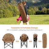 Tangkula Oversized Camping Chair, Outdoor Padded Folding Chair with Cup Holder