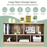 Tangkula Wood Storage Cube Bookcase, 2 Tier 5 Cube Open Shelf Storage Cabinet, Multipurpose Bookshelf