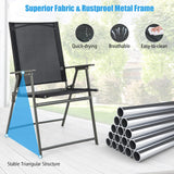Tangkula Set of 2/4 Patio Folding Chairs, High Back Dining Chairs with Weather-Resistant Fabric