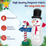 Tangkula 6 FT Inflatable Christmas Snowman, Blow up Xmas Decoration w/ Penguin Guidepost
