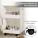 Tangkula Slim Bathroom Storage Shelves, Wooden Rolling Storage Cabinet