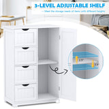 Bathroom Floor Cabinet, Free Standing Storage Cabinet with 4 Drawers & Single Door, 22 x 12 x 32 Inches