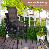 Tangkula Outdoor PE Wicker Stackable Chairs