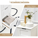 Tangkula Bathroom Floor Cabinet with 4 Drawers, 12 x 12 x 33 Inch