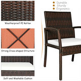 Tangkula Set of 6 Outdoor Dining Chairs, Patiojoy Weather Resistant PE Rattan Patio Chairs