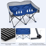Tangkula Loveseat Camping Chair, Folding Camp Chair with Padded Seat