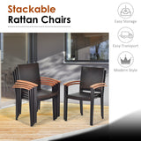 7-Piece Wicker Patio Dining Set, Patiojoy Outdoor Rattan Garden Yard Furniture Set