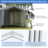 Tangkula 10x16Ft Heavy-Duty Carport, Outdoor Portable Garage with Reinforced Triangular Beams, Galvanized Steel Frame