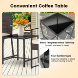 Tangkula 3 Piece Patio Furniture Set, Modern Heavy Duty All Weather Cushioned Wicker Chairs and Coffee Table Set