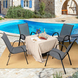 Tangkula 4 Pieces Patio Dining Chairs, Outdoor Stackable All Weather Heavy Duty Dining Chairs Set with Armrests