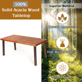 Tangkula Acacia Wood Outdoor Dining Table with Umbrella Hole