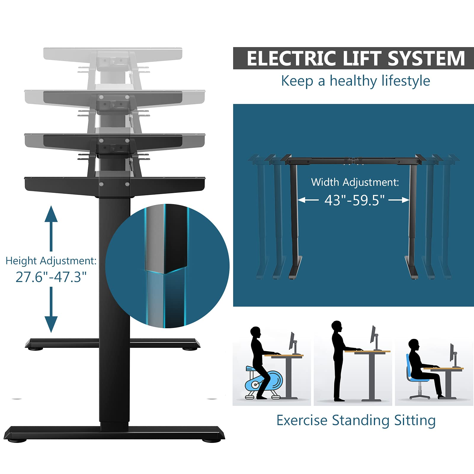 Dual-Motor Electric Standing Desk Frame - Tangkula