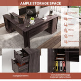 Tangkula L-Shaped Office Desk with Storage Drawers & Keyboard Tray