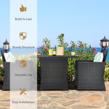 3 Pieces Patio Dining Set, Space-Saving PE Rattan Bistro Set with Tempered Glass Top Table and Cushioned Chairs