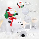 Tangkula Inflatable Christmas Santa Clause Riding The Polar Bear with Shaking Head