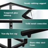 TANGKULA Sofa Side End Table, C Shaped Table Snack Table with Glass Top & Steel Frame