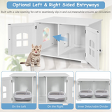 Tangkula Cat Litter Box Enclosure, Nightstand Cat House w/Double Doors & Windows