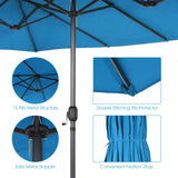 15Ft Double-Sided Patio Umbrella, Market Twin Umbrella W/ 12-Rib Sturdy Metal Frame