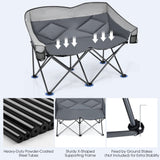 Tangkula Loveseat Camping Chair, Folding Camp Chair with Padded Seat