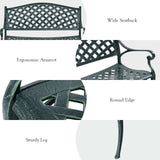 Outdoor Garden Bench Park Bench, All-Weather Cast Aluminum Patio Bench Chair Porch Loveseat