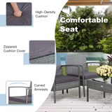 Tangkula Patio 4 Piece Rattan Furniture Set, Patiojoy Outdoor Wicker Conversation Set