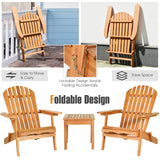 3 Pieces Adirondack Chair Set, Outdoor Wood Furniture Set with 2 Folding Lounge Chairs & Side Table