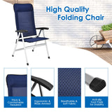 Tangkula Patio Folding Chairs, Portable Reclining Chairs with 7-Position Adjustable Back & Padded Headrest