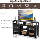 Tangkula Farmhouse TV Stand for TVs up to 65" Flat Screen, Wooden TV Console Table w/2 Cabinets & 4 Shelves