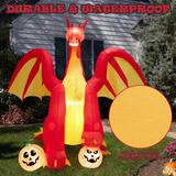 Tangkula 10 FT Halloween Inflatable Giant Fire Dragon, Blow-up Outdoor Halloween Decorations with Built-in LED Lights