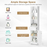 Tangkula Tall Bathroom Cabinet, Slim Storage Cabinet with 3 Tier Shelf, 13.5 x 12 x 64.5 Inches