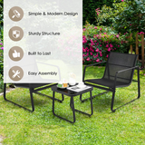 3 Pieces Outdoor Conversation Set, Patiojoy All-Weather Patio Furniture Set