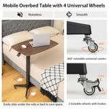 Tangkula Mobile Standing Desk, Height Adjustable Overbed Table, Pneumatic Bedside Table