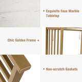 Tangkula 48" Console Table, White Faux Marble Entryway Table with Gold Finished Frame