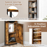 Tangkula Tall Corner Storage Cabinet, 71" Industrial 6 Tier Storage Shelf w/Door Cabinet
