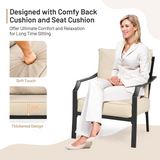 Tangkula 2 Pieces Patio Dining Chairs, Outdoor Bistro Armchairs with Steel Frame, Thick and Soft Cushions