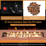 Tangkula 57 Inches Propane Fire Pit Table, Patiojoy 50,000 BTU Outdoor Rectangular FirePit Table