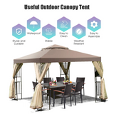 Tangkula 10x10 Feet Patio Gazebo, Outdoor Gazebo Canopy Shelter w/ Netting