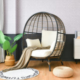Tangkula Oversized Wicker Egg Chair, Wicker Patio Basket Circle Lounge Chair w/Metal Stand & 4 Thick Cushions, 450 LBS Max Load