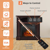 32" Electric Fireplace with Mantel, 1400W Freestanding Heater with Remote Control & Adjustable Brightness