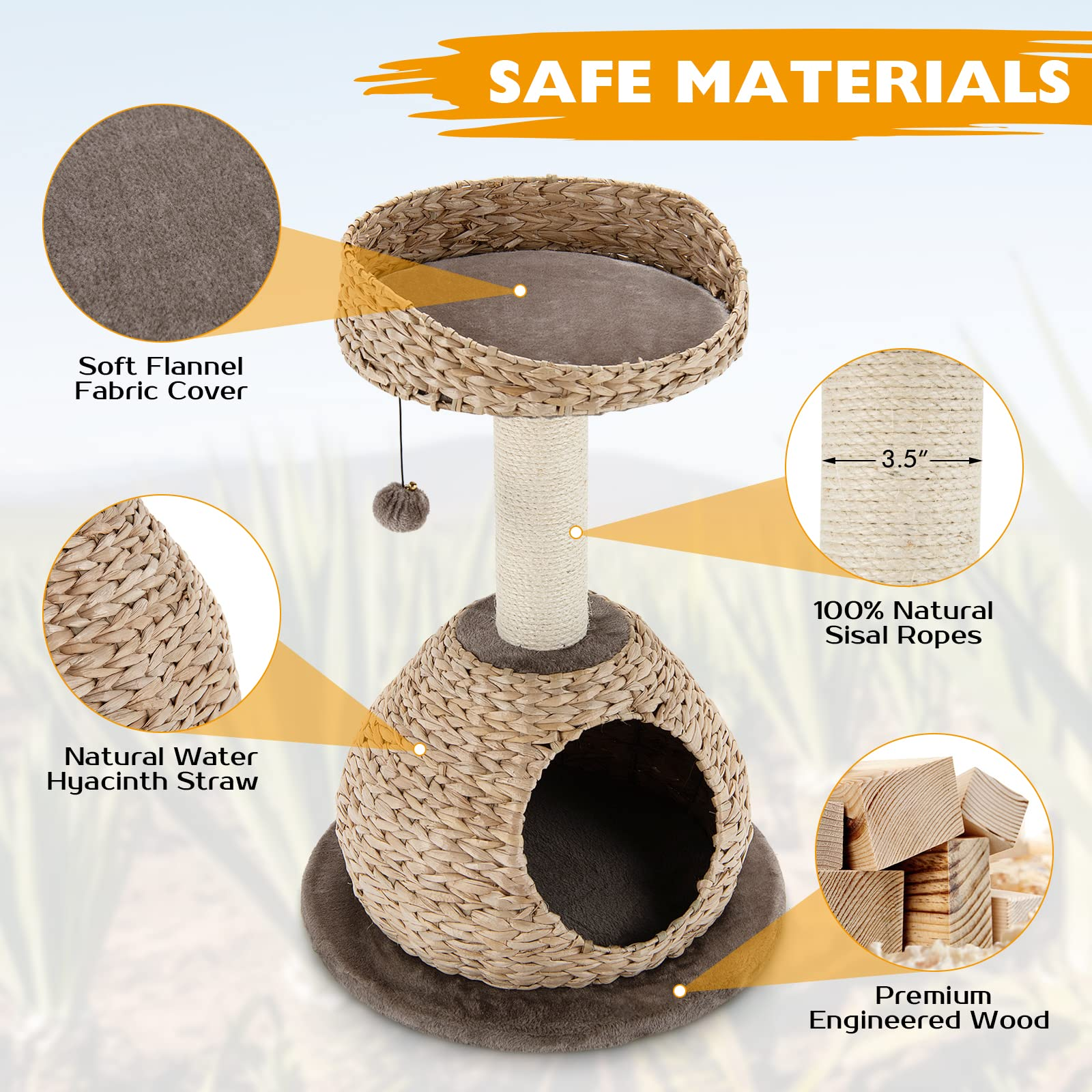 Modern Cat Tree for Indoor Cats - Tangkula