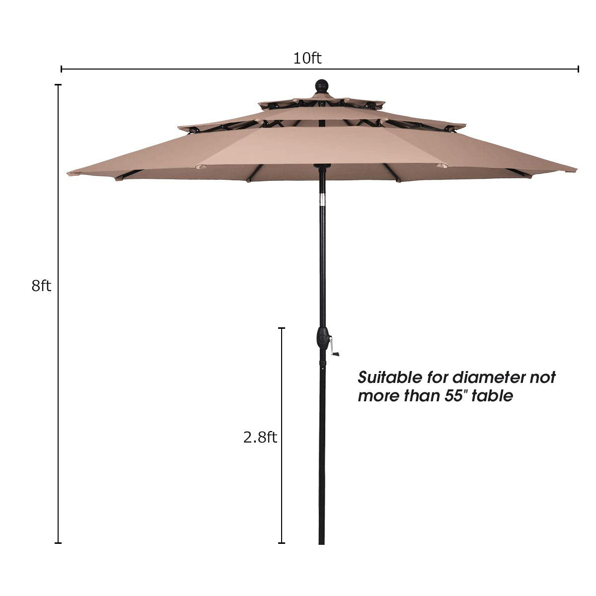 10 Ft 3 Tier Patio Umbrella, Outdoor Umbrella W/Double Vented – tangkula