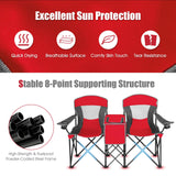 Tangkula Loveseat Camping Chair with Adjustable Shade Canopy