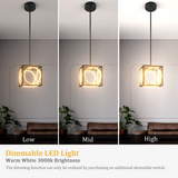 Tangkula Modern LED Pendant Light, Square Ceiling Light Fixture