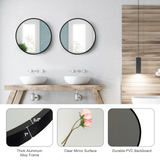 Tangkula 16 Inch Round Wall Mirror, Circular Mirror for Wall with Aluminum Alloy Frame