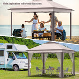 Tangkula 11x11 Ft Pop up Gazebo, 2-Tier Patio Gazebo with Netting, Carry Bag